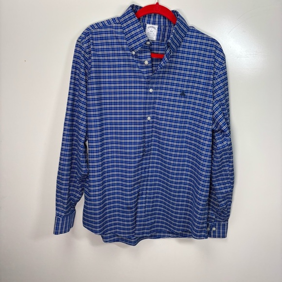 Brooks Brothers Blue and‎ White Casual Regent Fit Button Down Shirt size L 279 - Picture 3 of 9